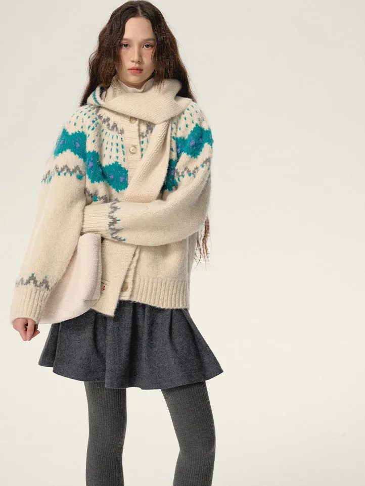 Retro Nordic Soft Hoodie-Muffler Knit