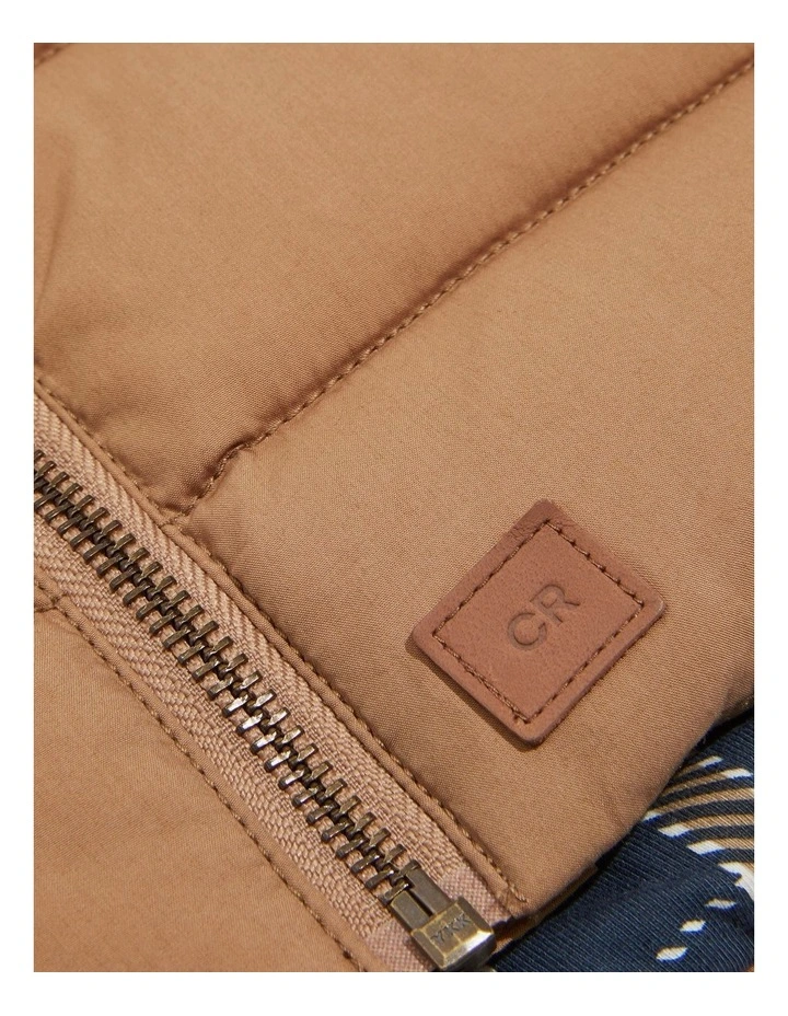 Rib Nylon Vest in Camel