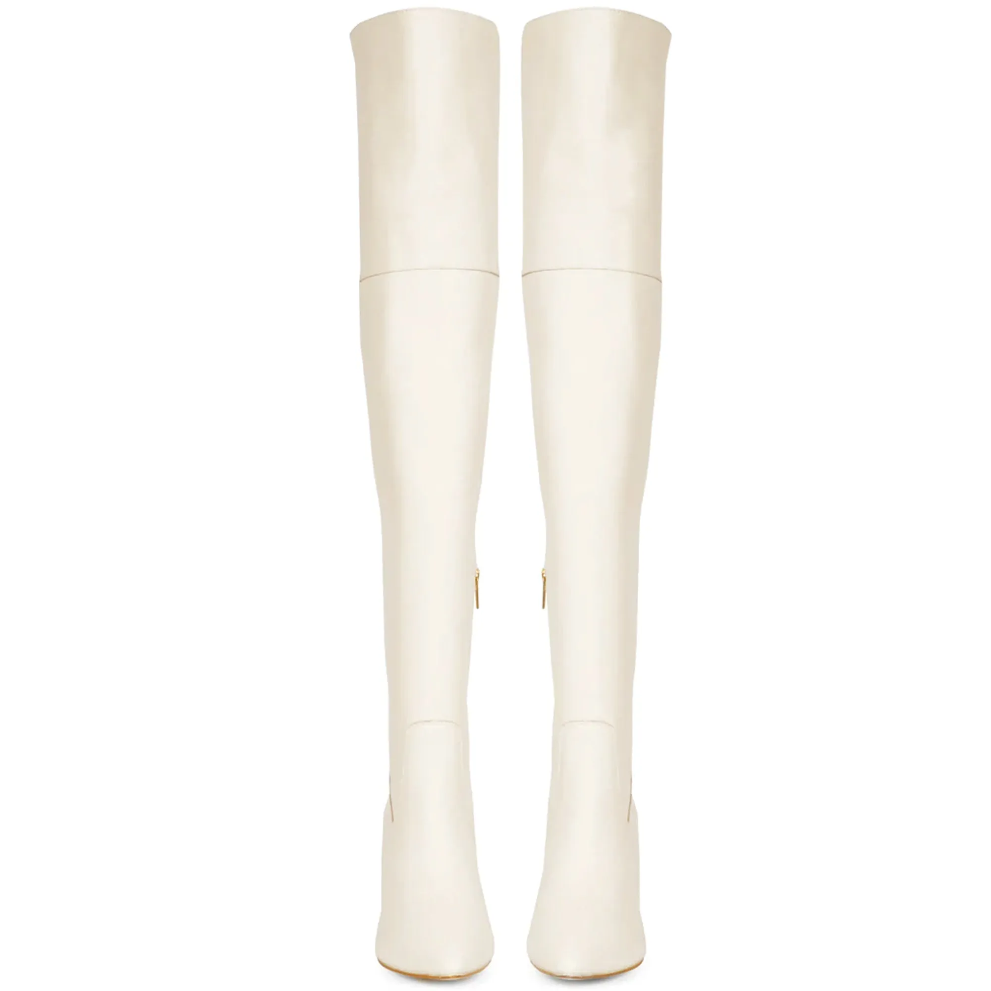 Saint Brigitte Off White Stretch Napa Thigh High Boots