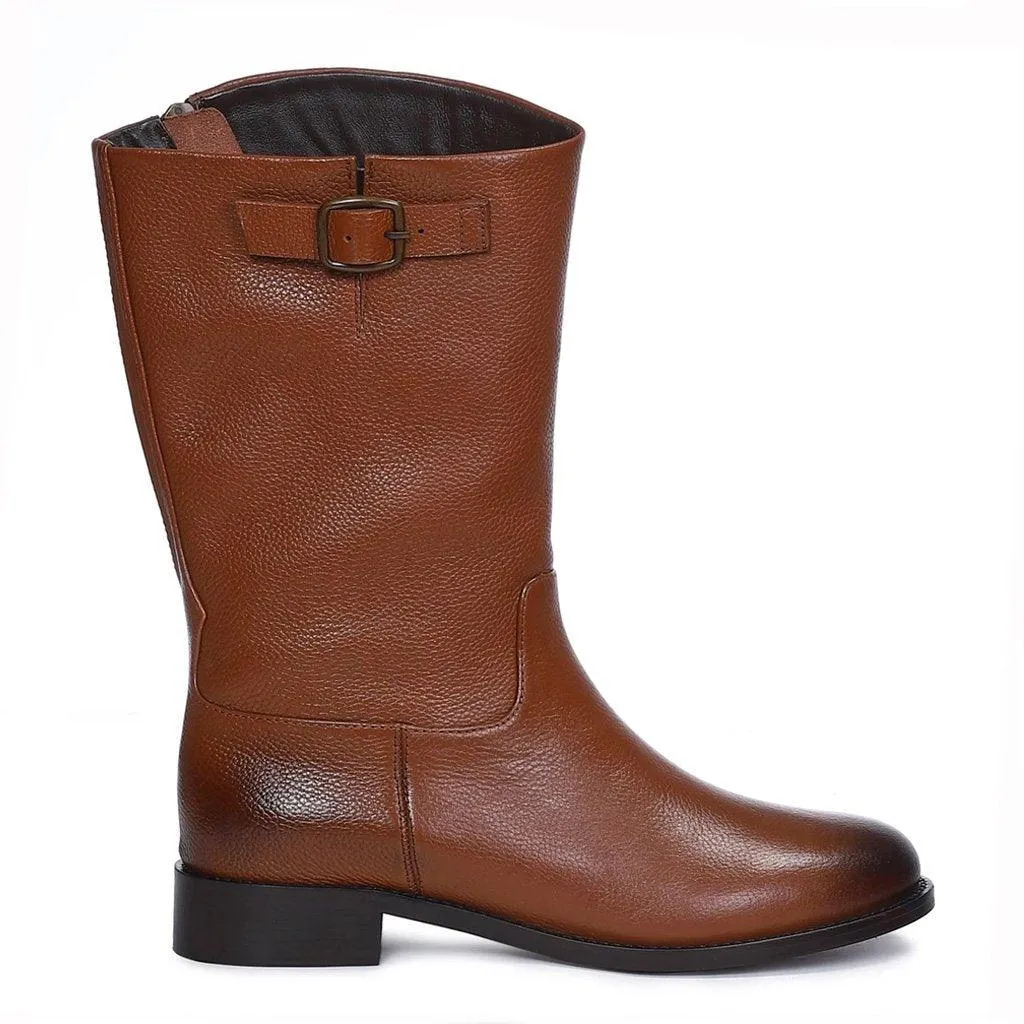 Saint Martina Tan Leather Calf Boots