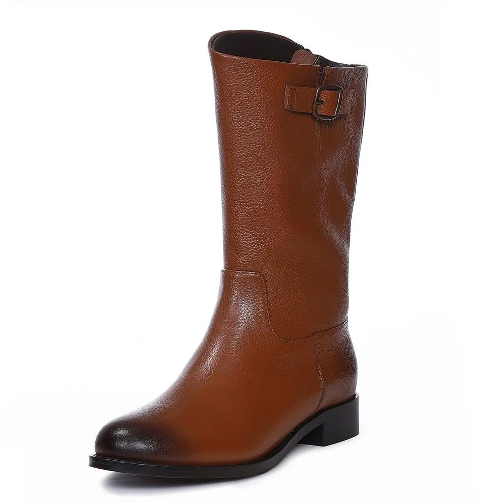 Saint Martina Tan Leather Calf Boots