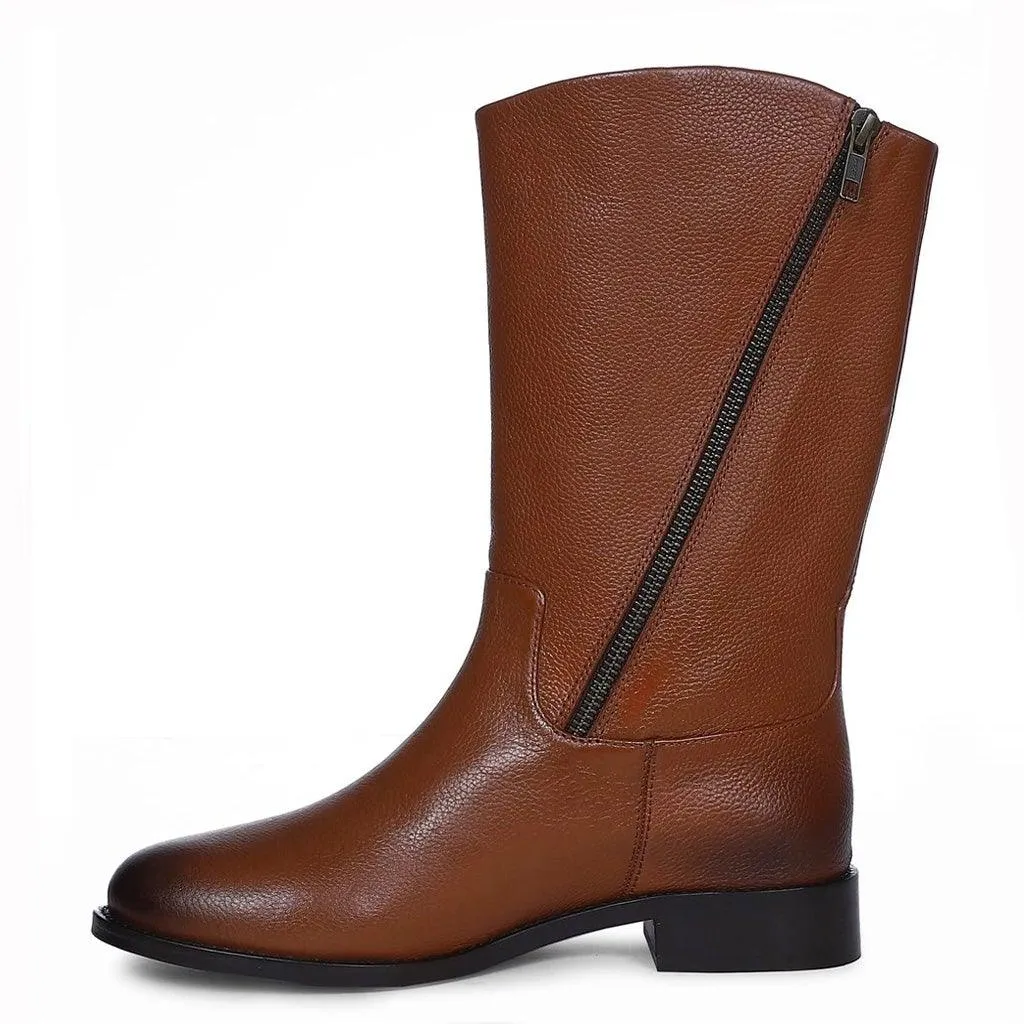 Saint Martina Tan Leather Calf Boots