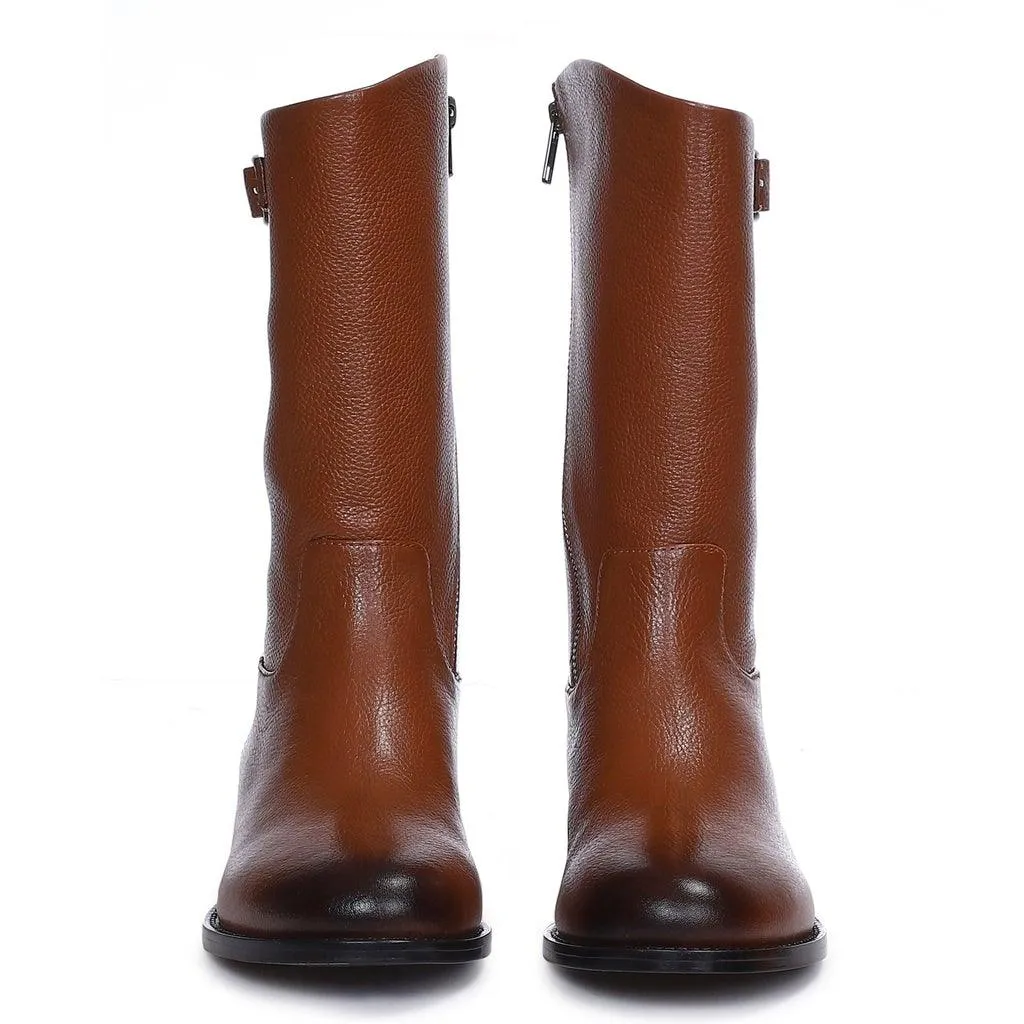 Saint Martina Tan Leather Calf Boots