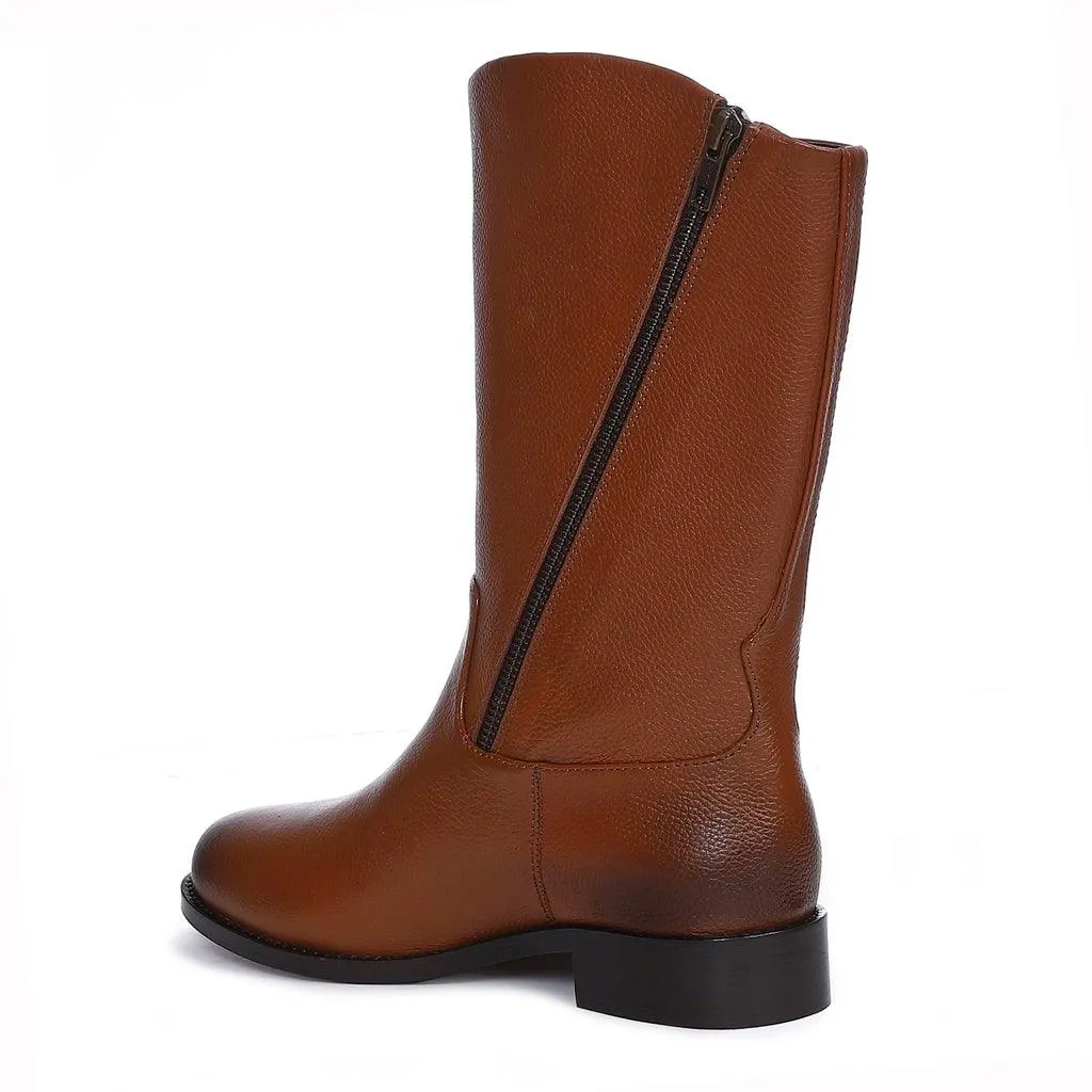 Saint Martina Tan Leather Calf Boots