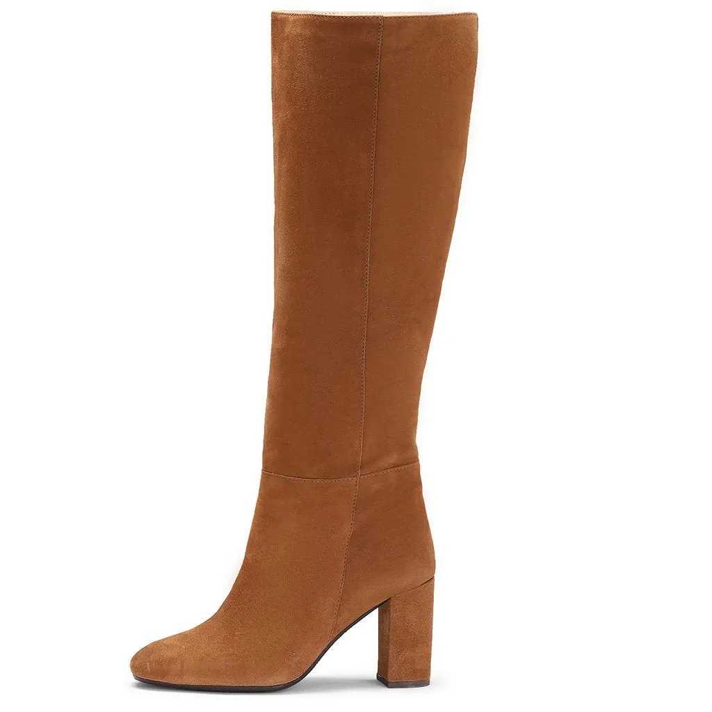 Saint Priscilla Tan Suede Leather Knee High Slouch Boots