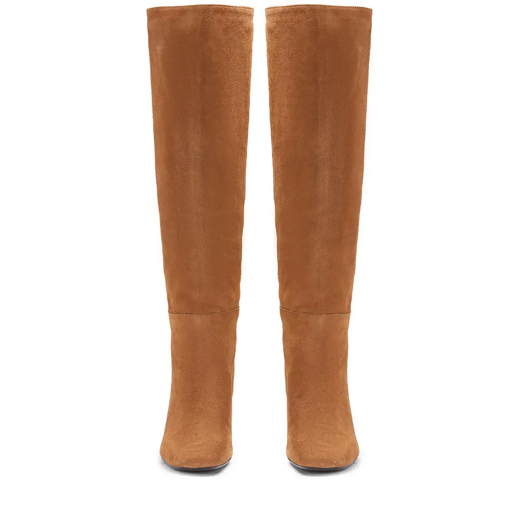 Saint Priscilla Tan Suede Leather Knee High Slouch Boots