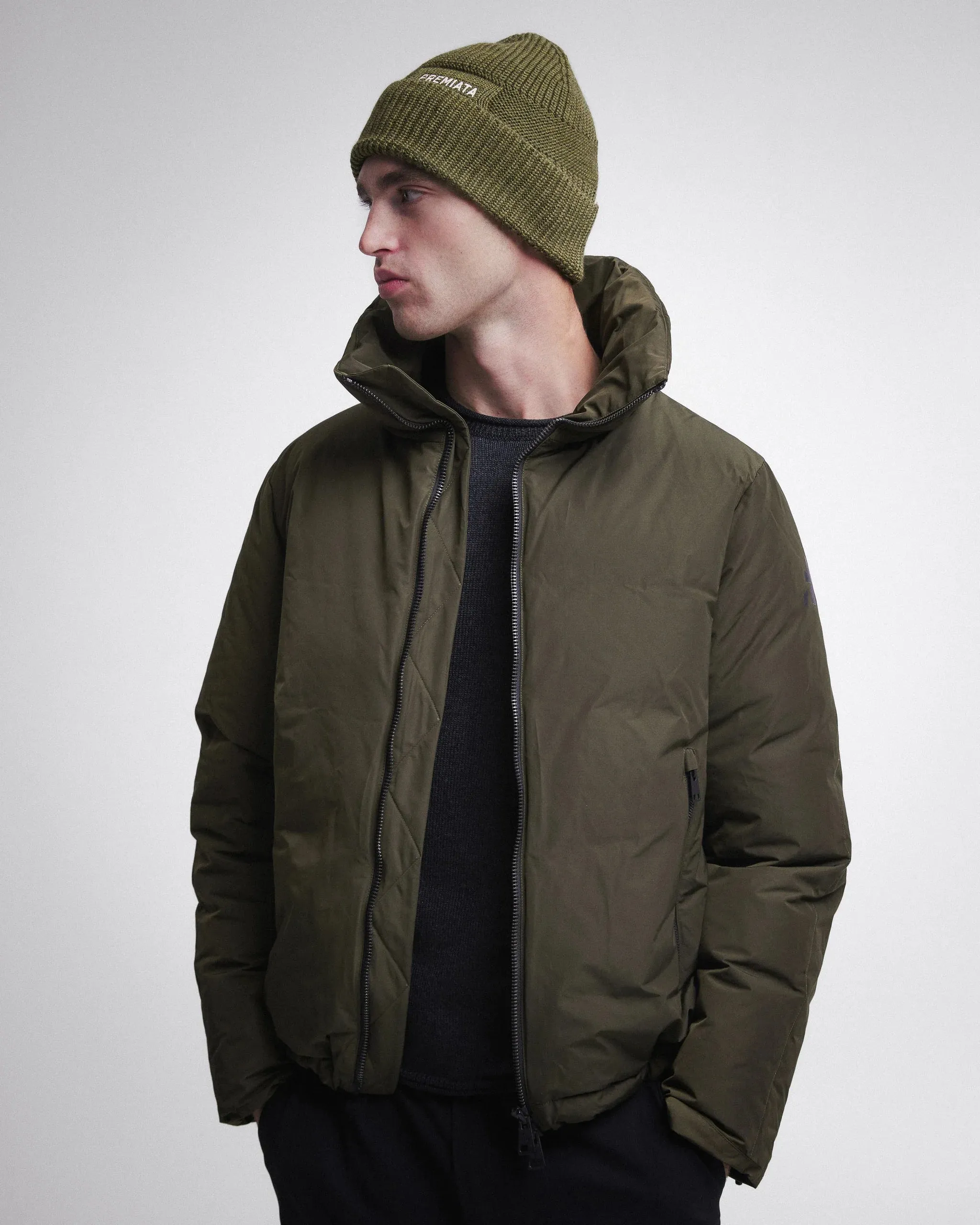 Short Nylon Down Jacket Khaki PR426717