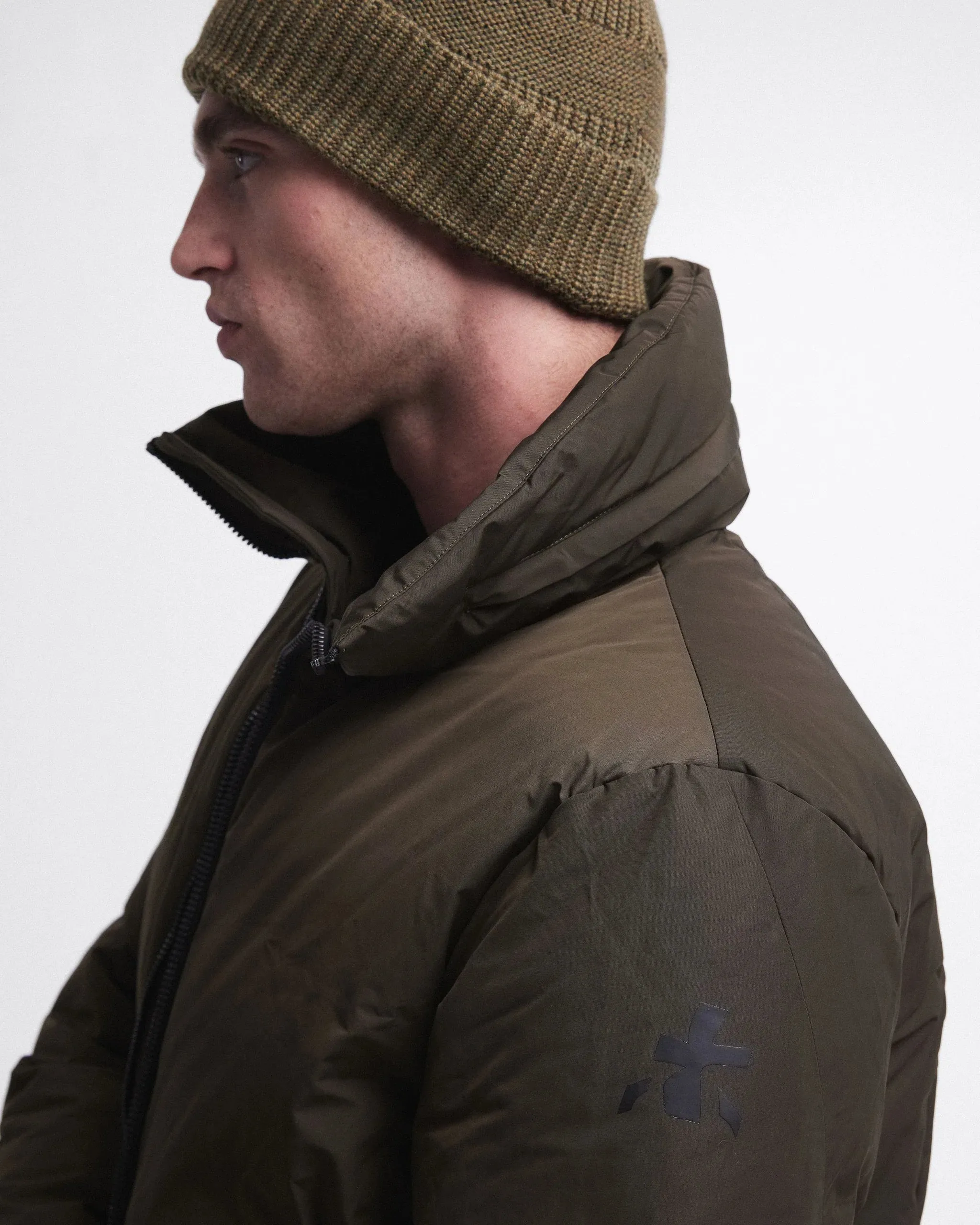 Short Nylon Down Jacket Khaki PR426717