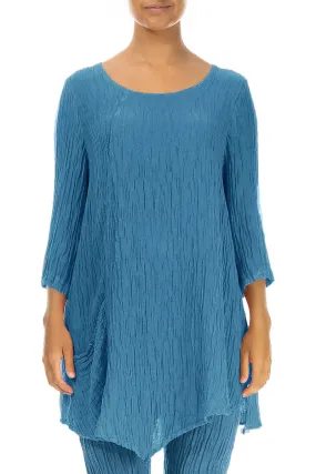 Side Pocket Crinkled Denim Silk Tunic
