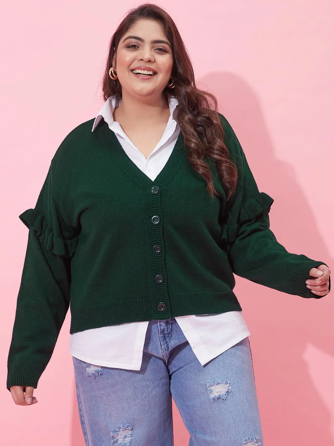 Sleeve Frill Cardigan