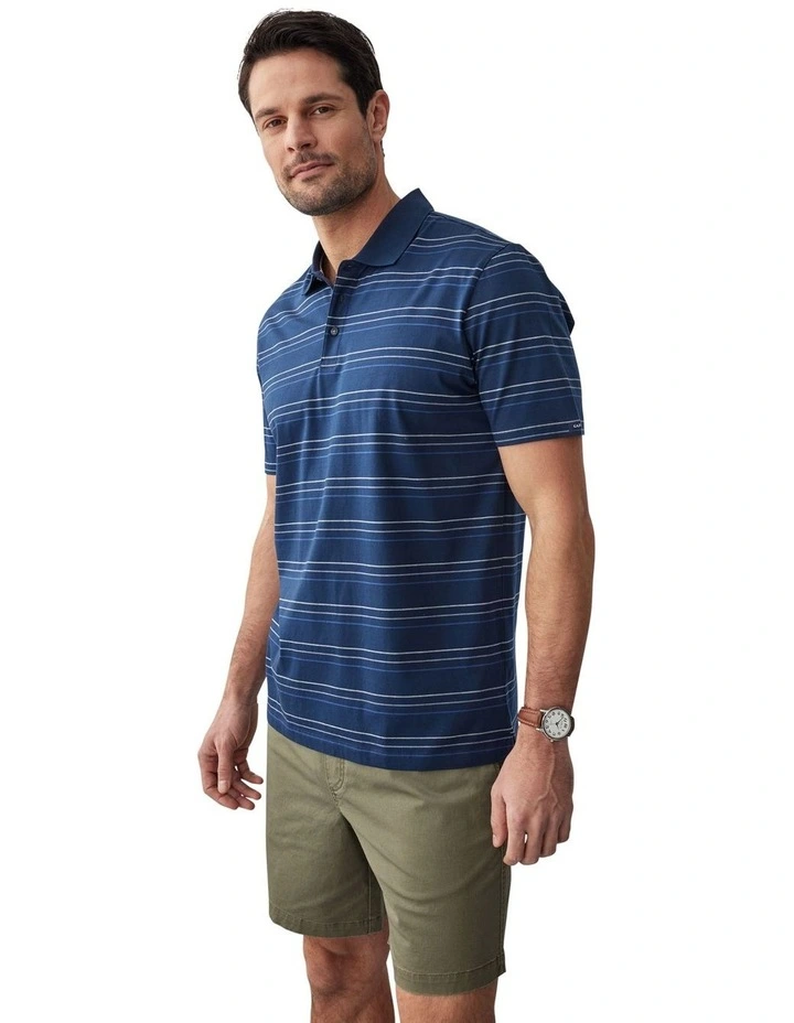 Smart Stripe Polo in Navy