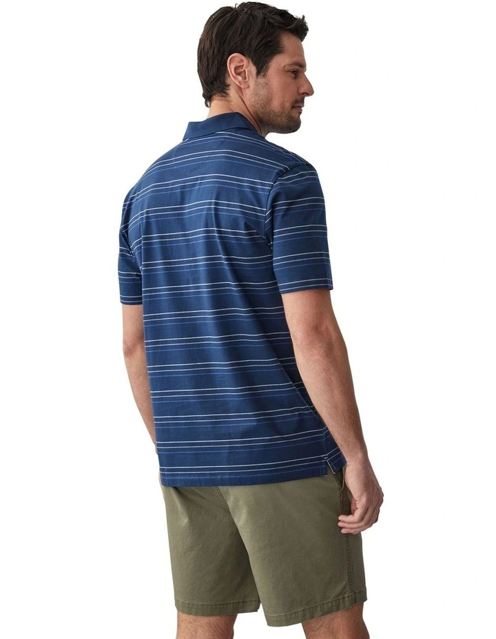 Smart Stripe Polo in Navy