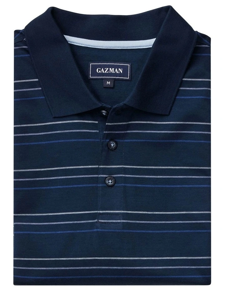 Smart Stripe Polo in Navy