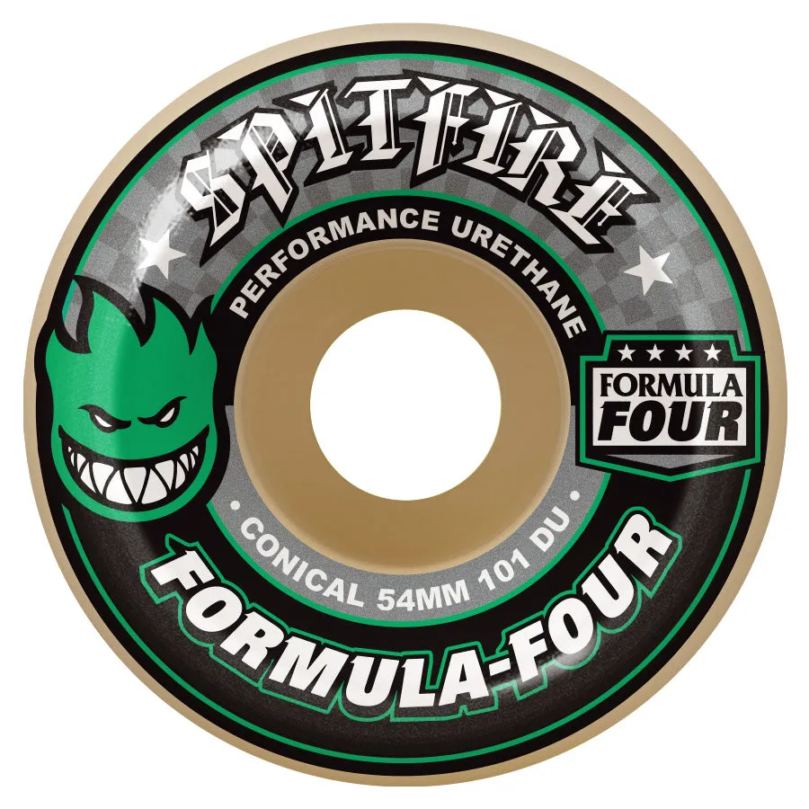 Spitfire Wheels Formula Four F4 101D Conical Green Print 52mm