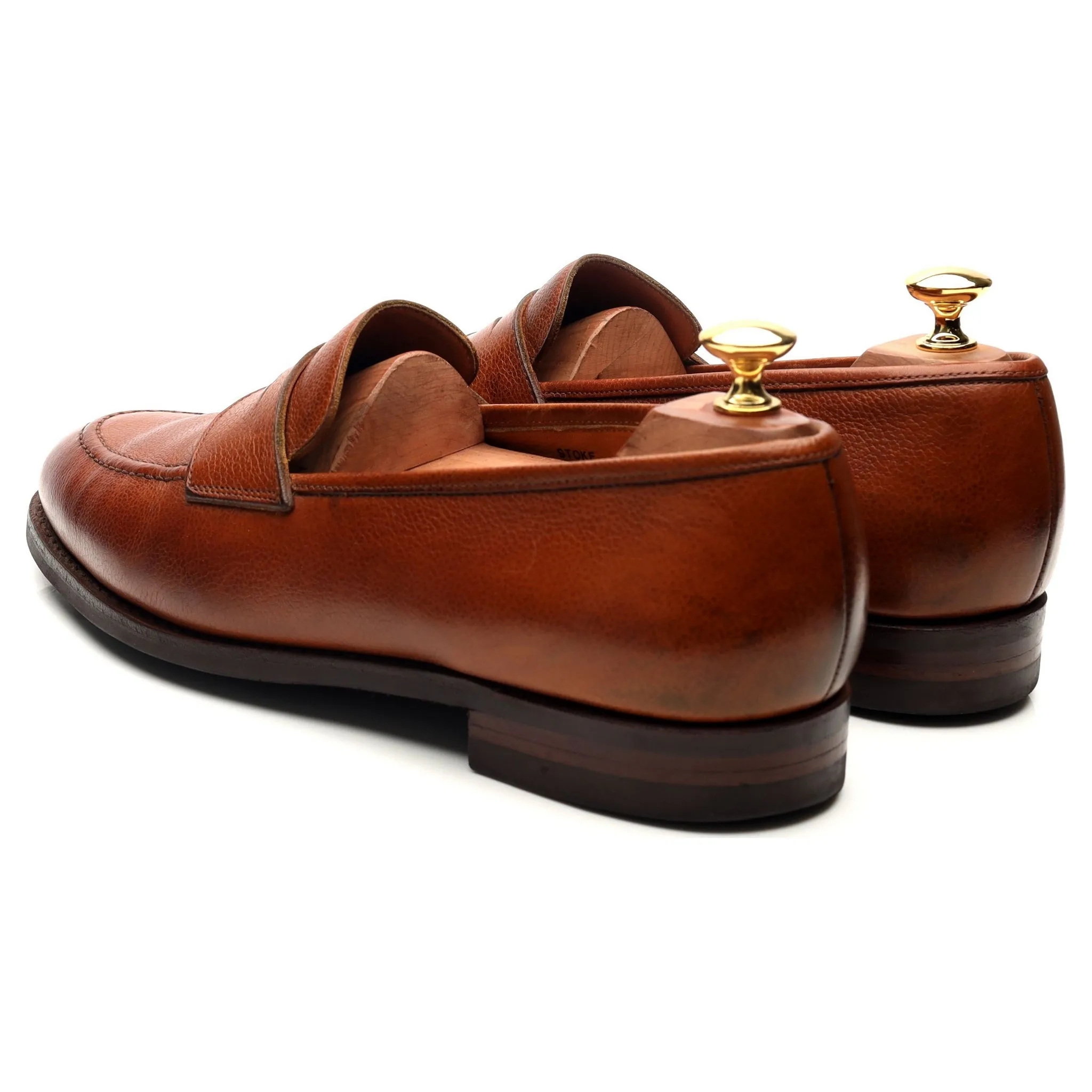 'Stoke' Tan Brown Leather Penny Loafers UK 9 EE