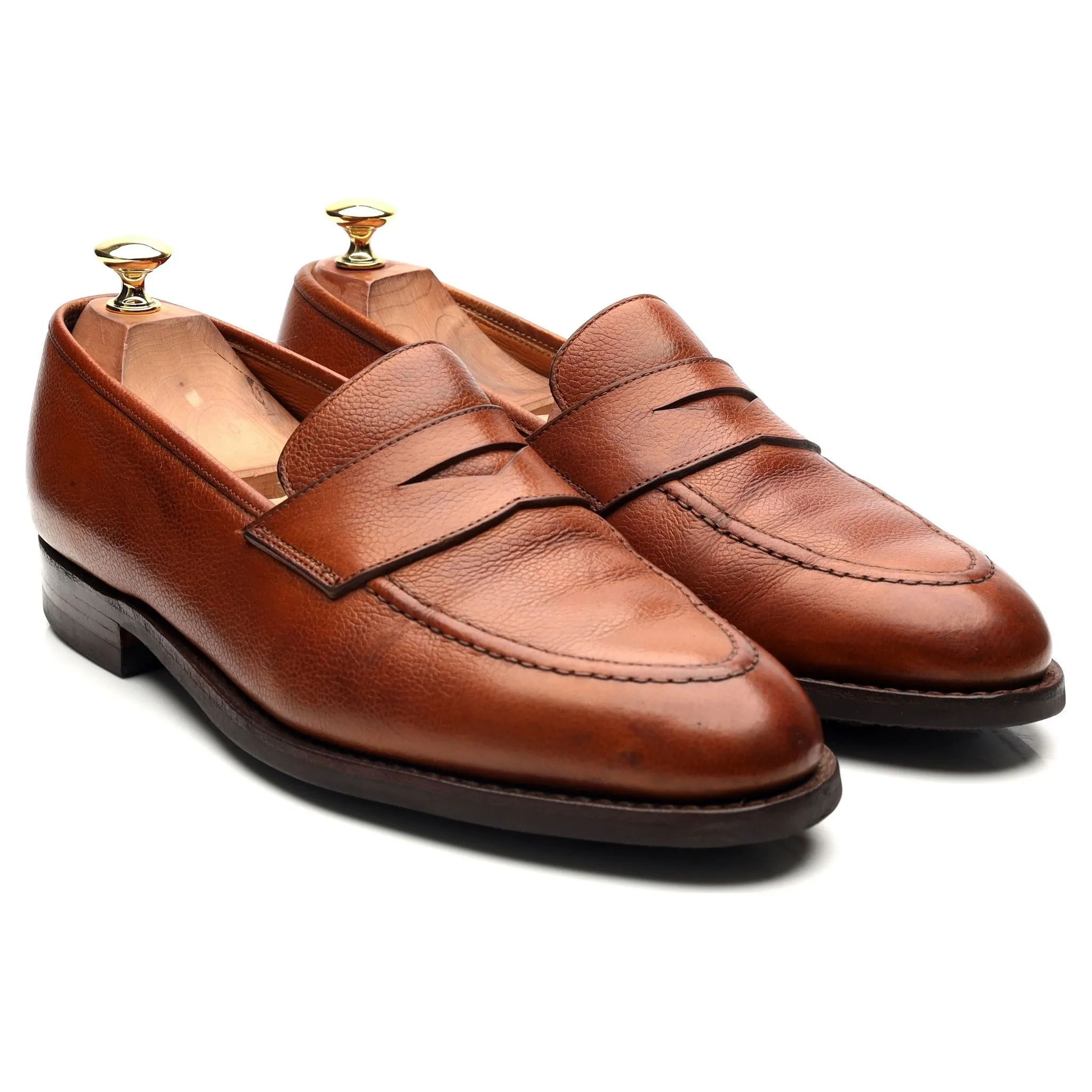 'Stoke' Tan Brown Leather Penny Loafers UK 9 EE