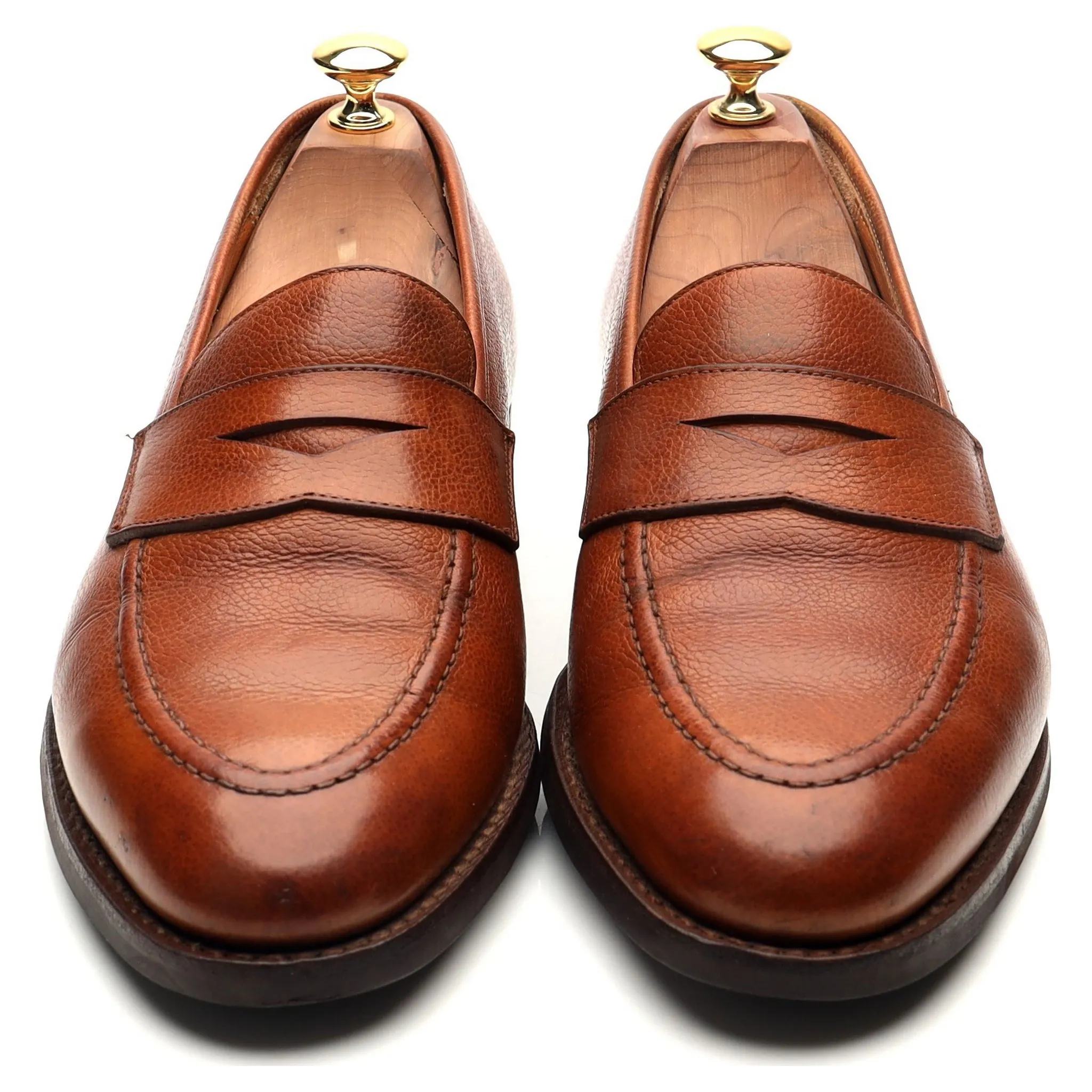 'Stoke' Tan Brown Leather Penny Loafers UK 9 EE