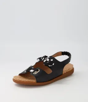 SUPERSOFT Coshima Black Multi Leather Fabric Sandals