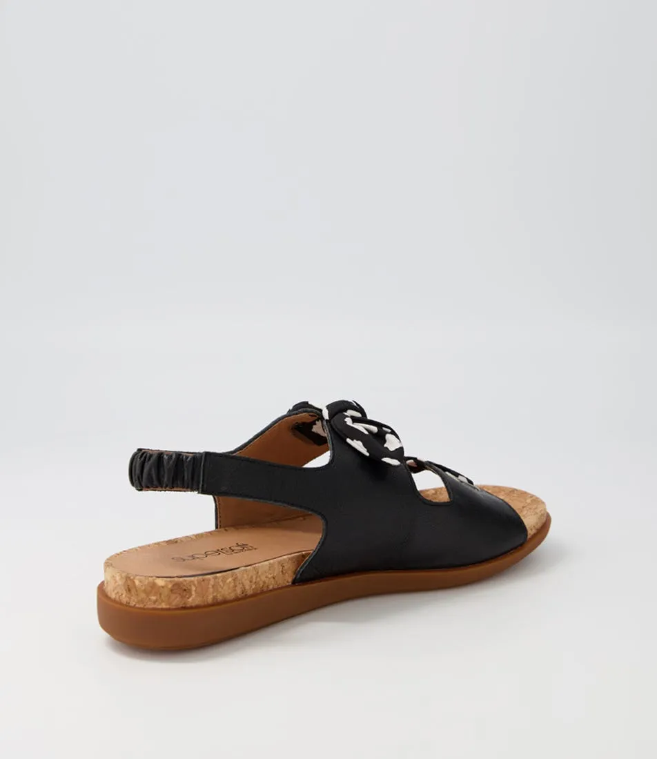 SUPERSOFT Coshima Black Multi Leather Fabric Sandals