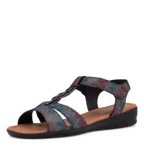 SUPERSOFT Ferraro Black Lizard Print Suede Sandals