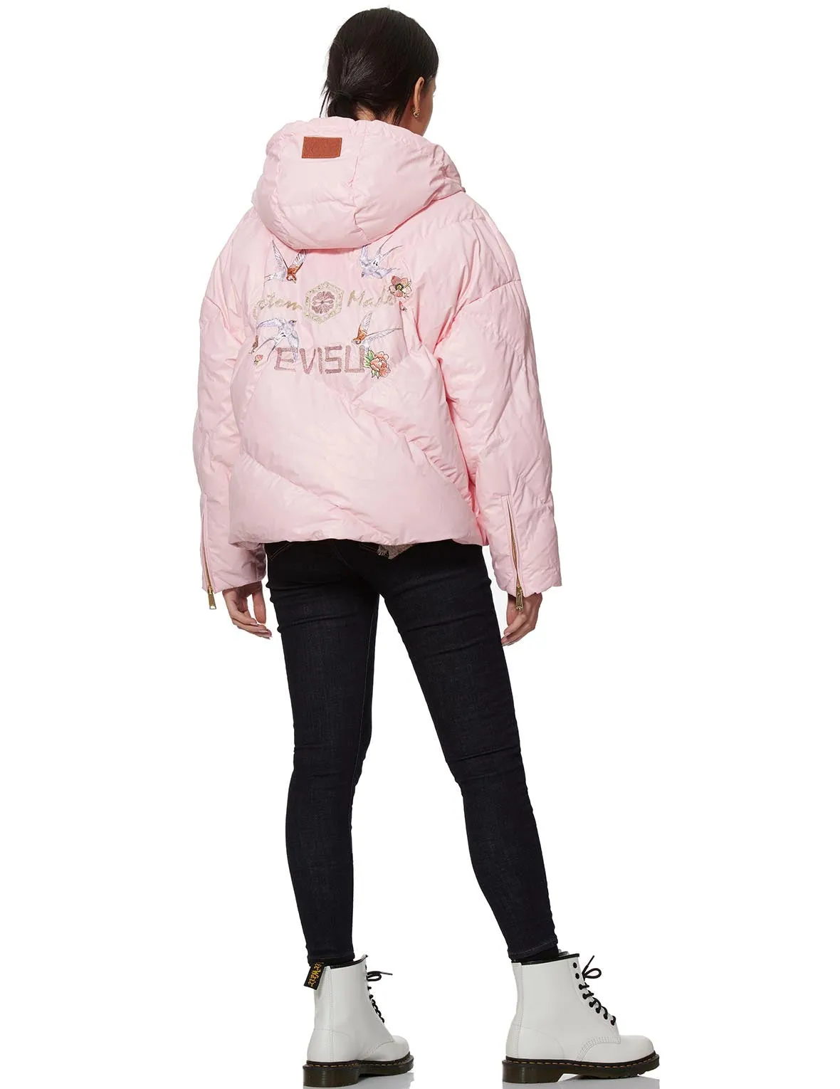 Swallow Embroidered Oversized Down Jacket