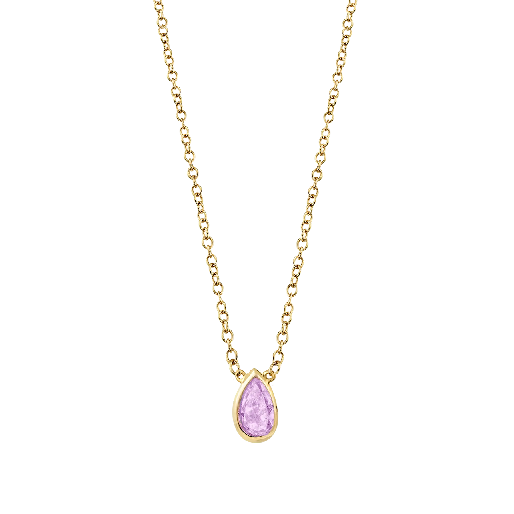 Teardrop Necklace - Pink Tourmaline / 14k Yellow Gold