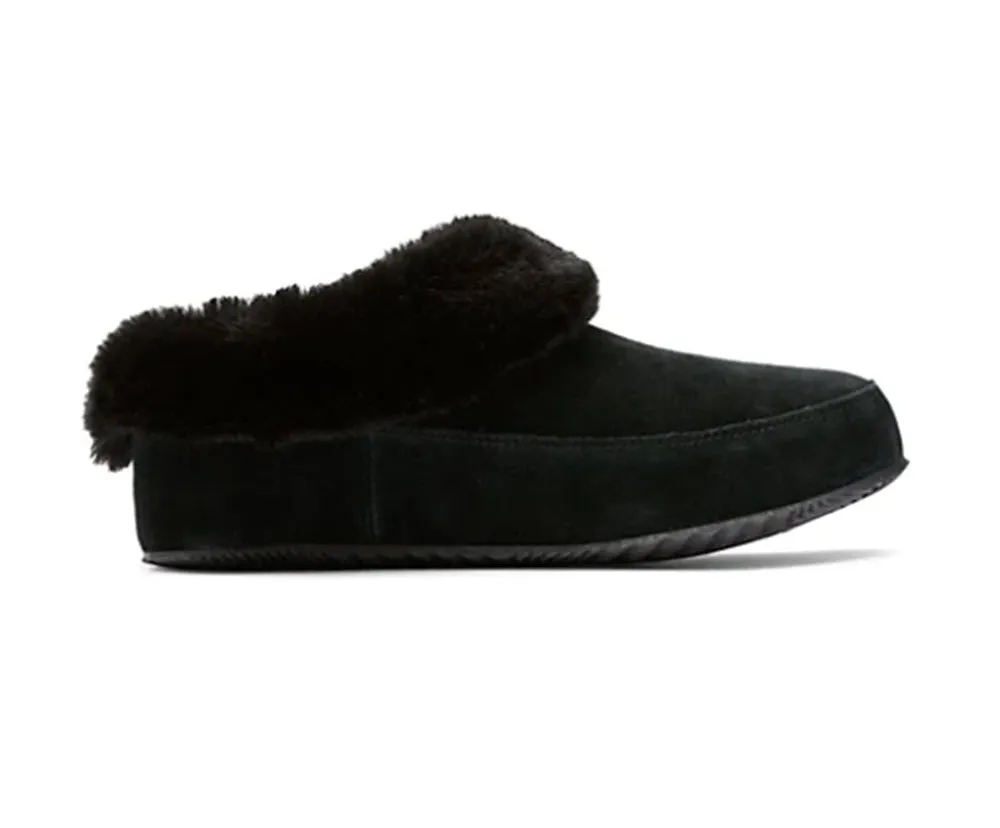 The Faux Fur Trim Slippers in Black