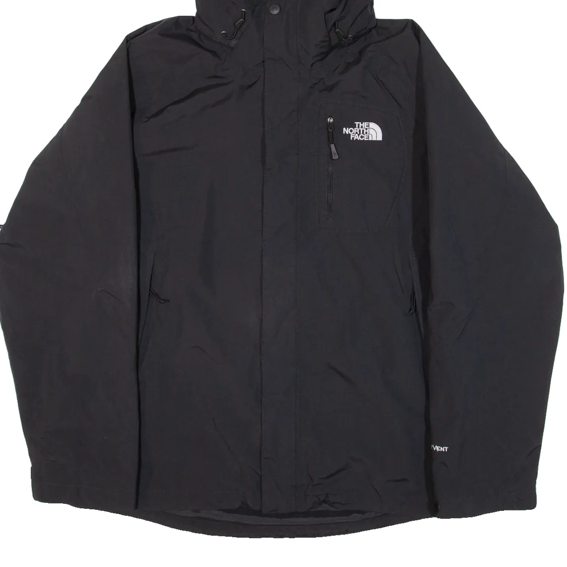 THE NORTH FACE Hyvent Mens Rain Jacket Black Nylon Hooded M