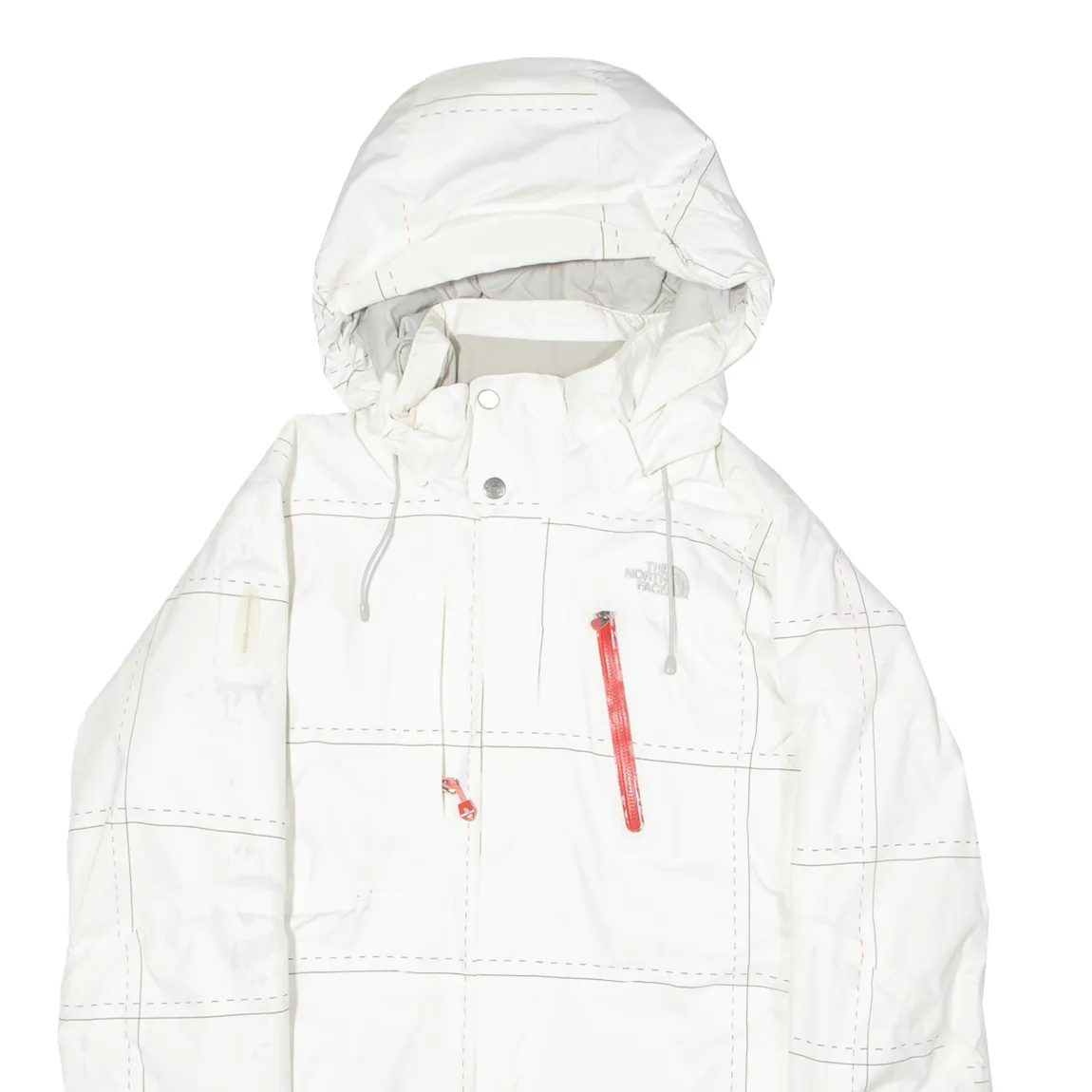 THE NORTH FACE Womens Ski Jacket White Nylon Hooded Check M