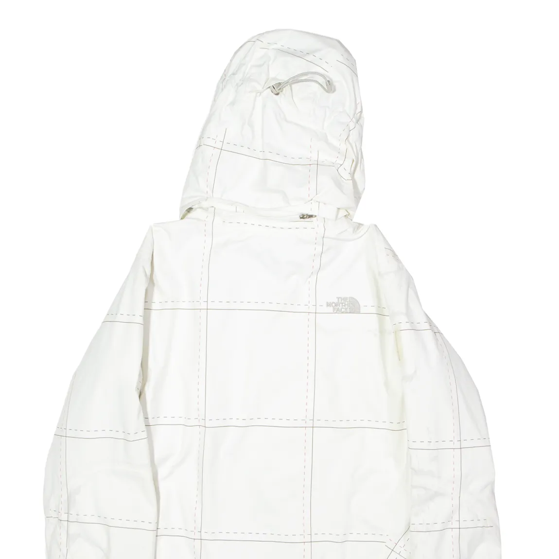 THE NORTH FACE Womens Ski Jacket White Nylon Hooded Check M