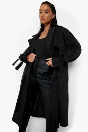 Tie Waist Longline Trench Coat