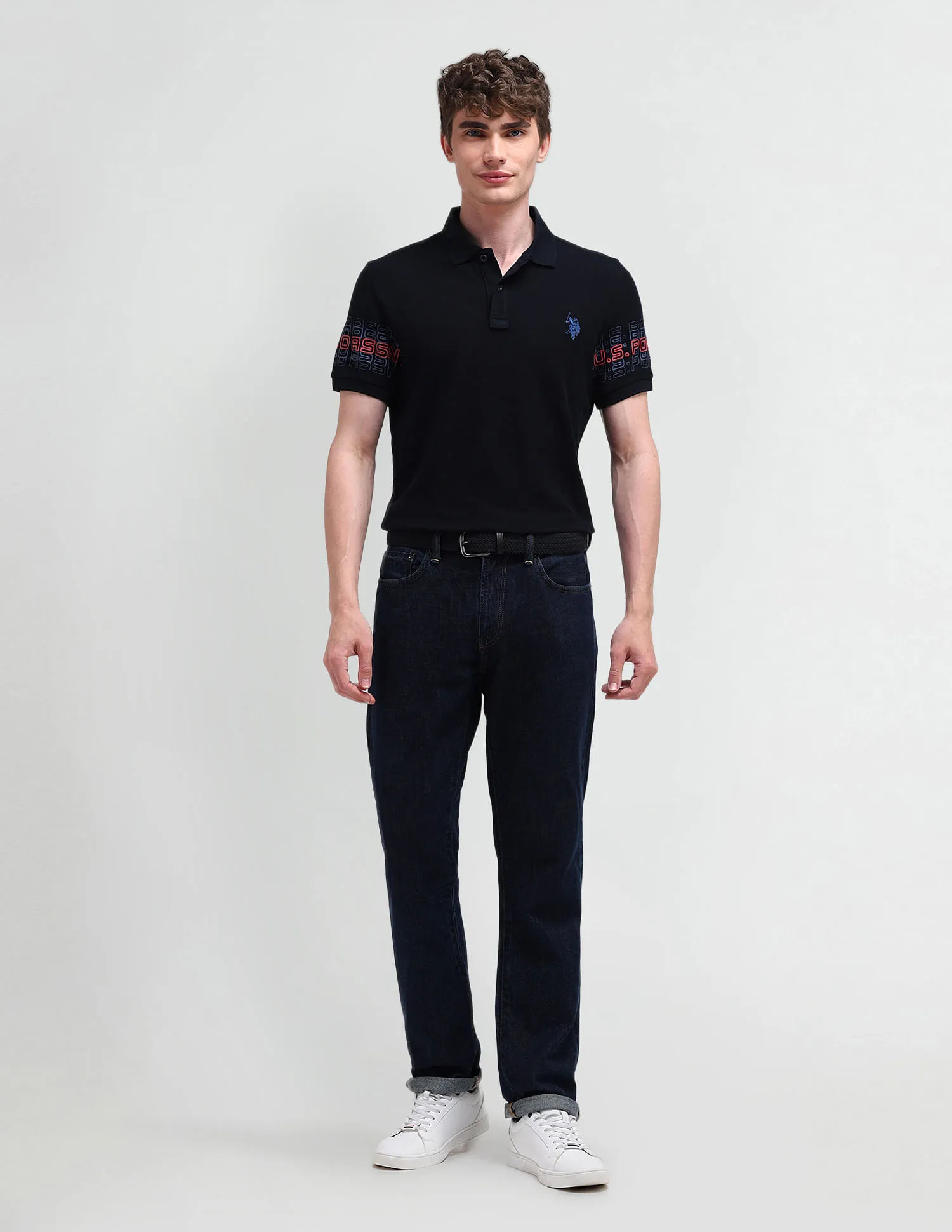 U.S. Polo Assn. Denim Co. Muscle Fit Typography Polo Shirt