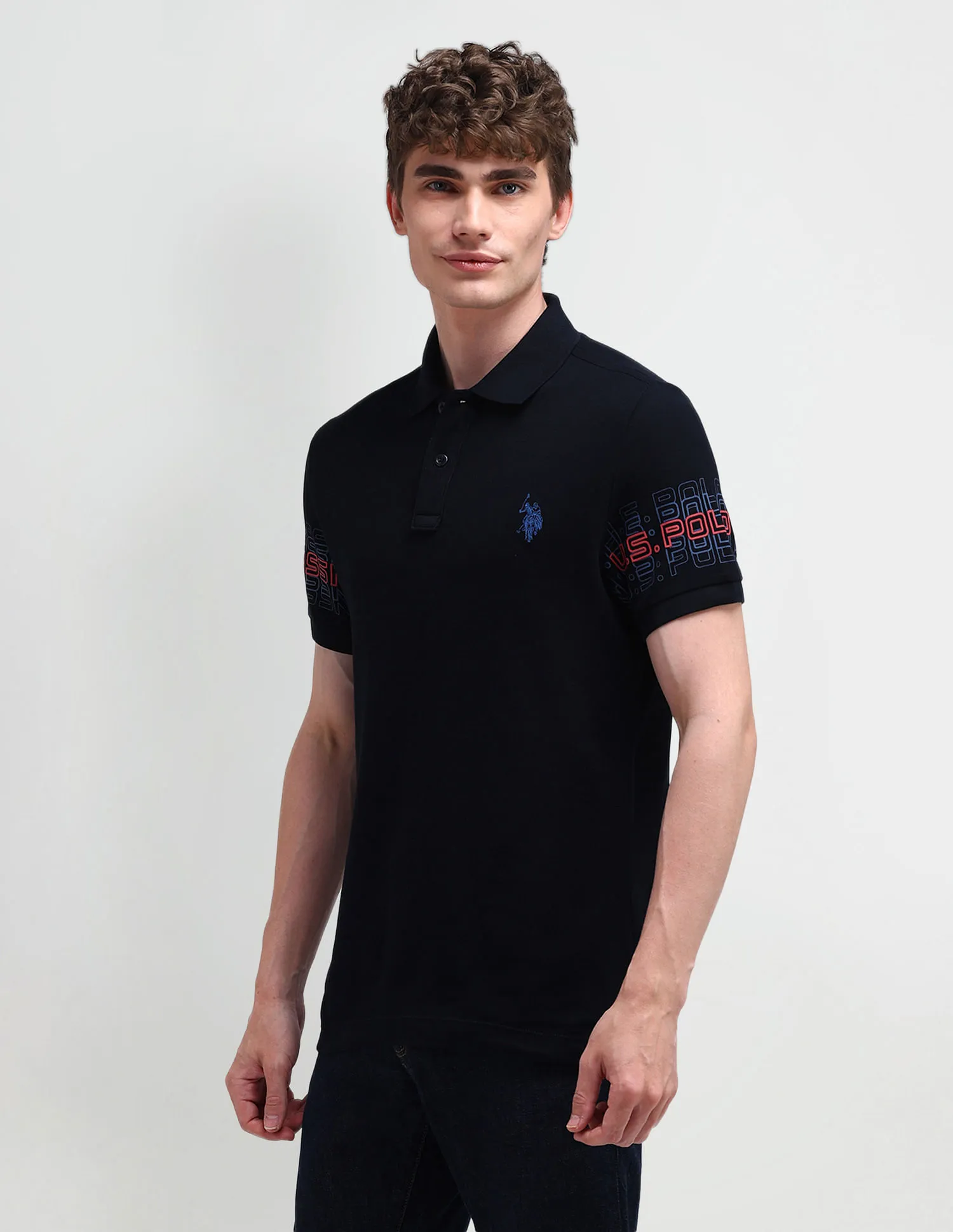 U.S. Polo Assn. Denim Co. Muscle Fit Typography Polo Shirt