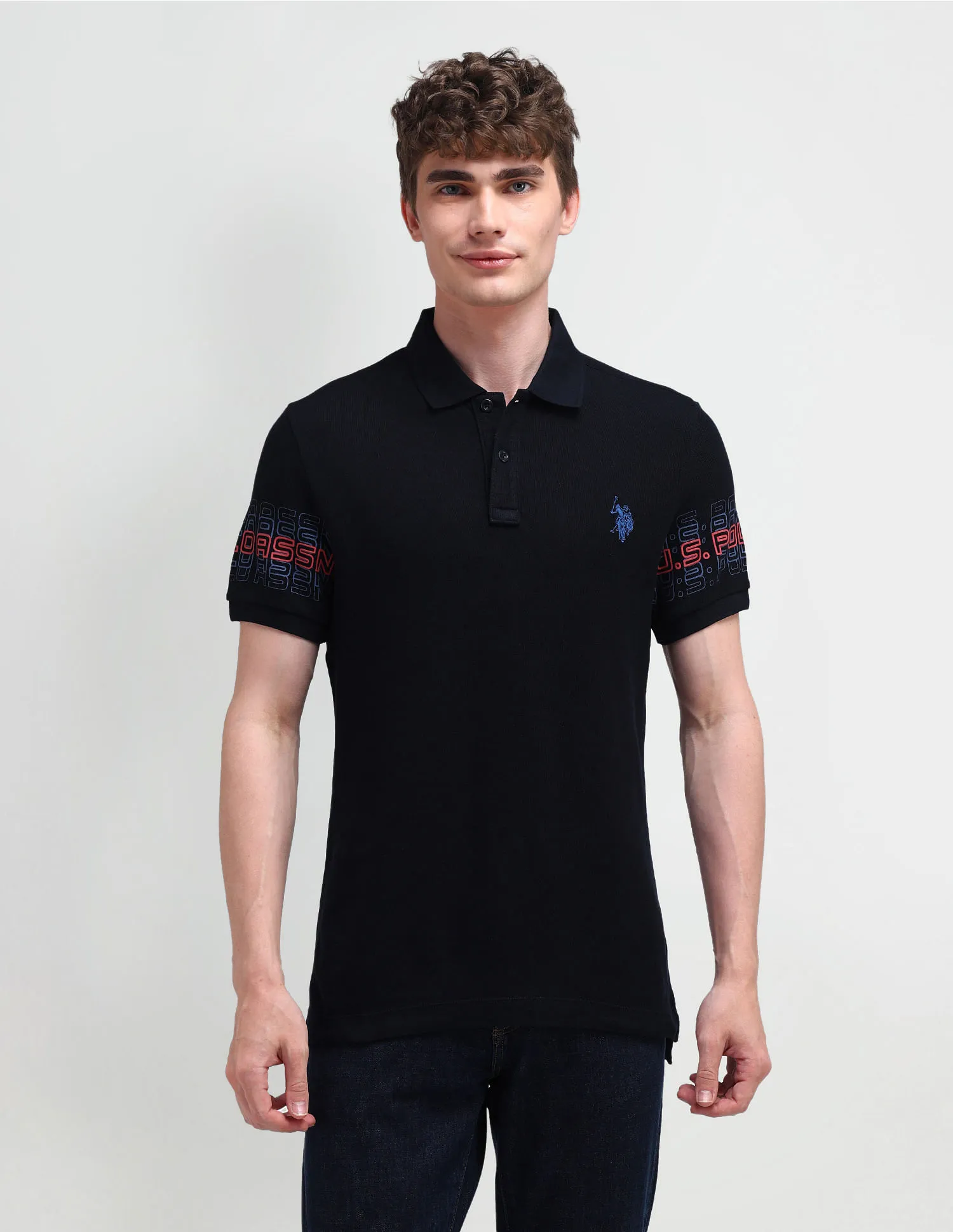 U.S. Polo Assn. Denim Co. Muscle Fit Typography Polo Shirt