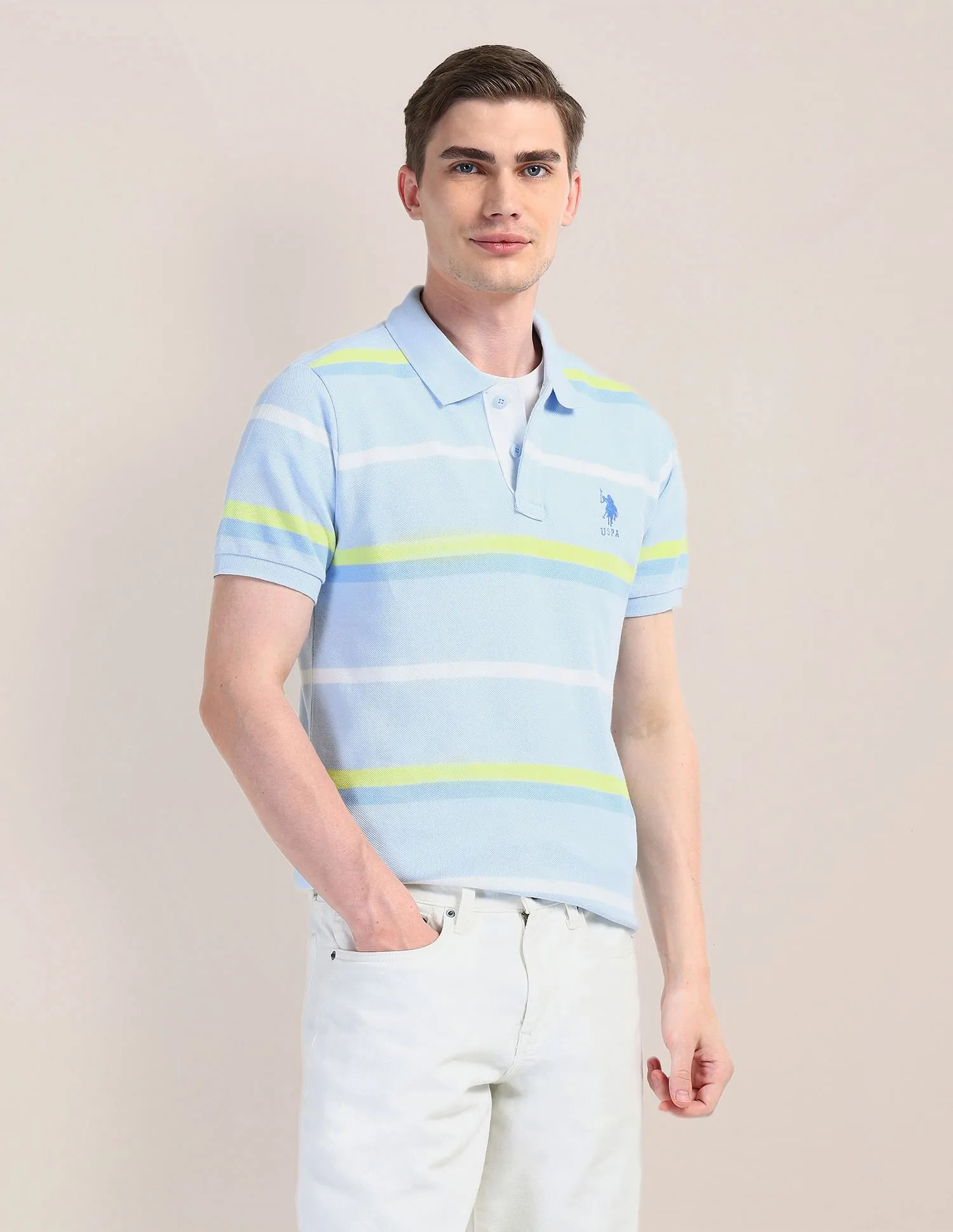 U.S. Polo Assn. Horizontal Striped Slim Fit Polo Shirt