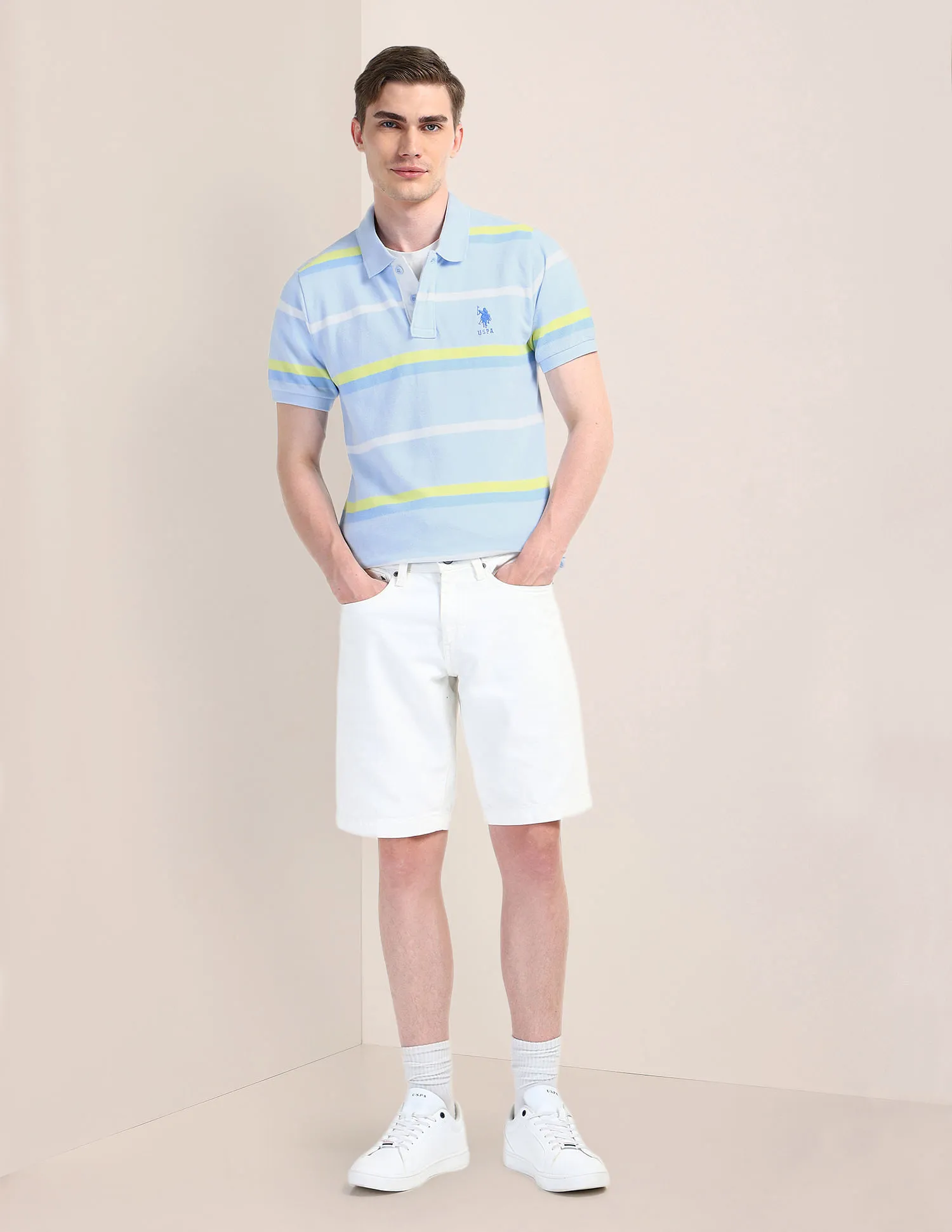 U.S. Polo Assn. Horizontal Striped Slim Fit Polo Shirt