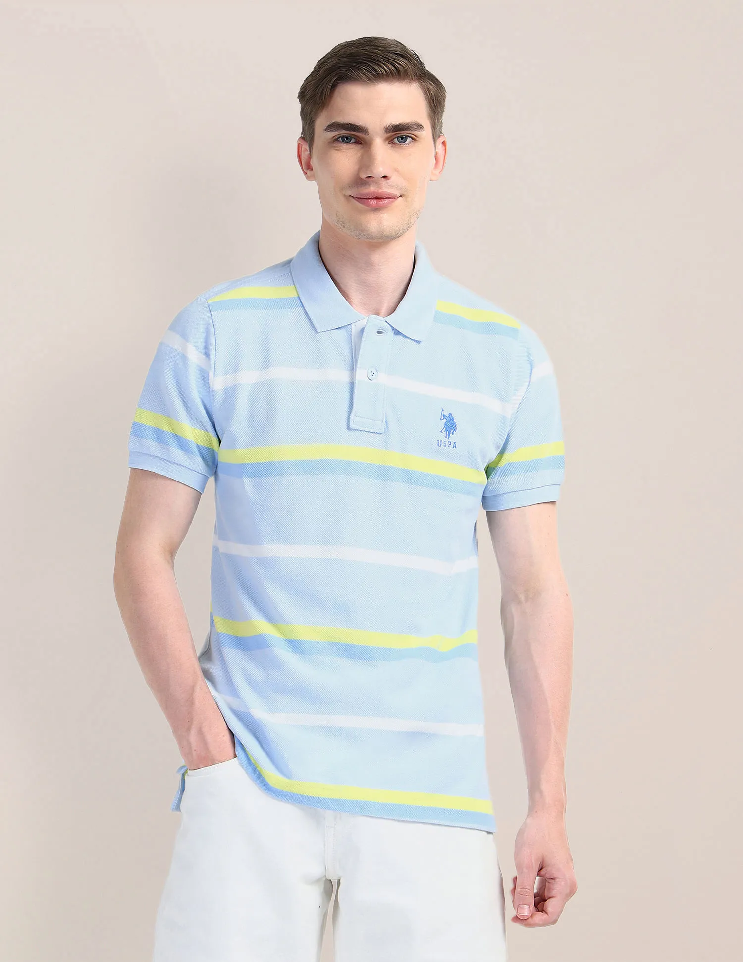 U.S. Polo Assn. Horizontal Striped Slim Fit Polo Shirt