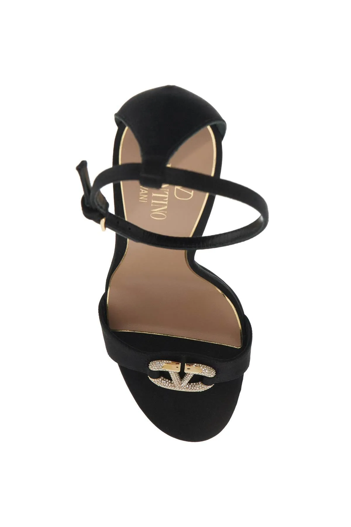 vlogo signature satin sandals 5W2S0JJ7UER NERO/CRYSTAL