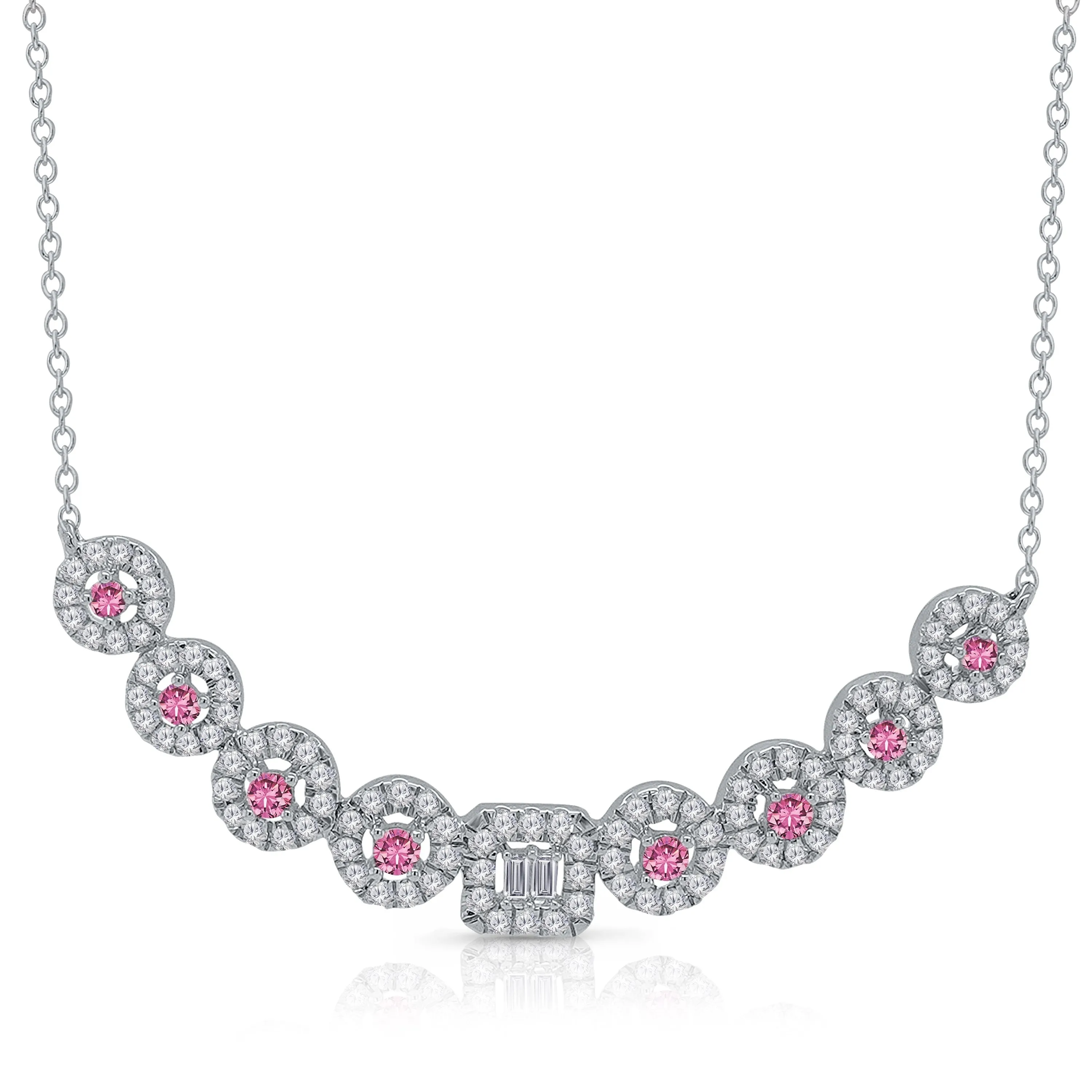 White Gold Pink Sapphire and Diamond Heirloom Pendant