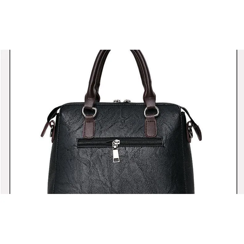 Women Faux-Leather Distressed Asymmetri Tote Cross-body Bag with Stunn - Leather Skin Shop