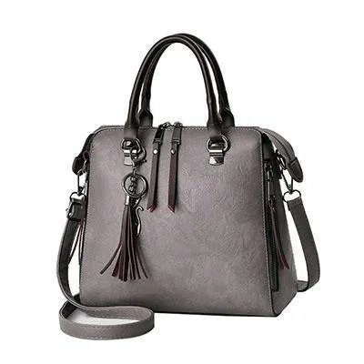 Women Faux-Leather Distressed Asymmetri Tote Cross-body Bag with Stunn - Leather Skin Shop