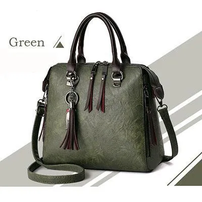 Women Faux-Leather Distressed Asymmetri Tote Cross-body Bag with Stunn - Leather Skin Shop