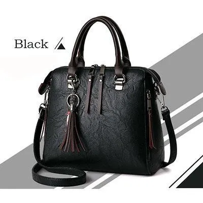 Women Faux-Leather Distressed Asymmetri Tote Cross-body Bag with Stunn - Leather Skin Shop