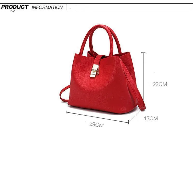 Women High-quality Synthetic Faux-Leather Tote Bag Bucket with Golden - Leather Skin Shop