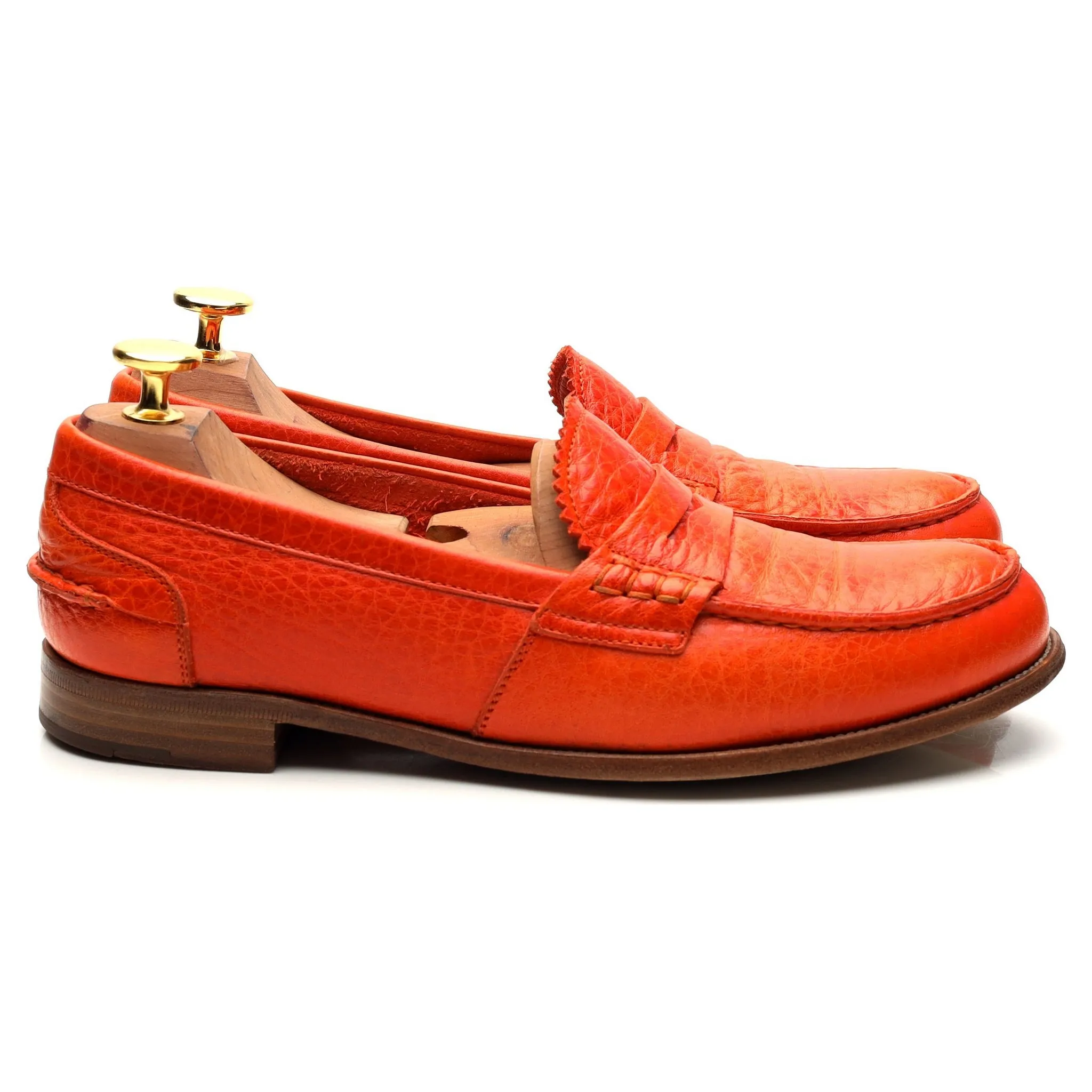 Women's 'Sally 2' Orange Leather Loafers UK 4.5 EU 37.5