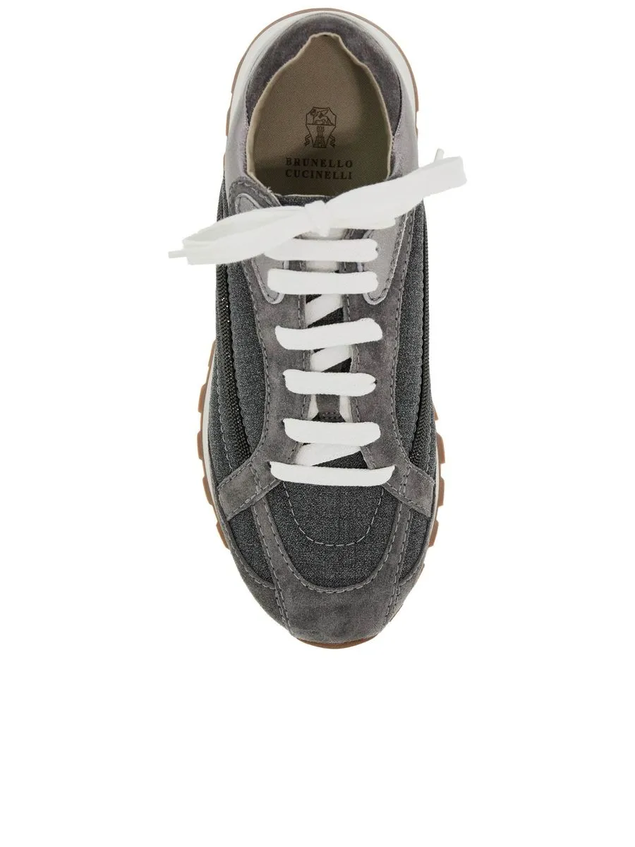 Wool Sneakers With Precious Stripe