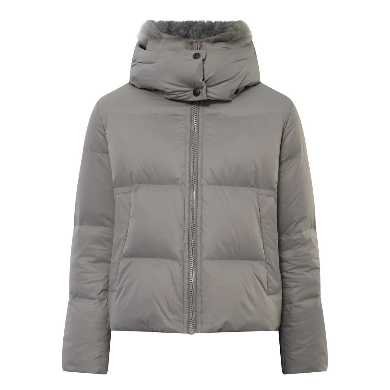 YVES SALOMON A-Line Short Puffer Jacket - Dark Grey