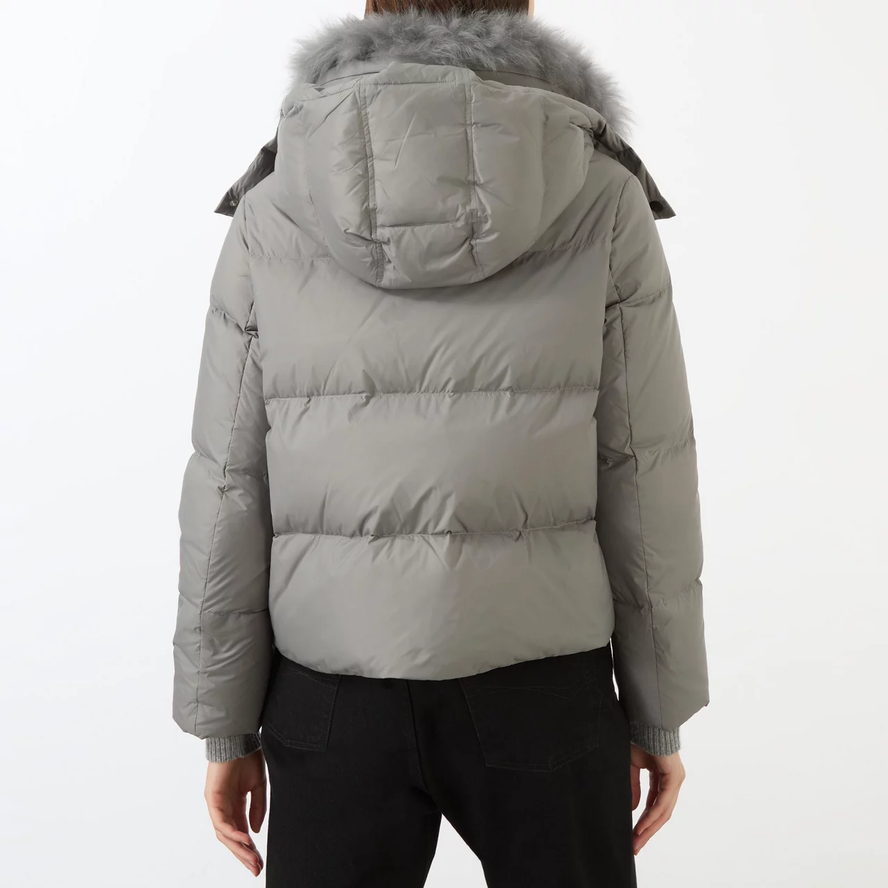 YVES SALOMON A-Line Short Puffer Jacket - Dark Grey