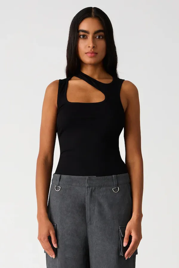 Zane Rib Top Black