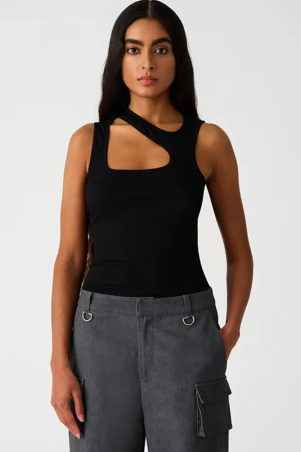 Zane Rib Top Black